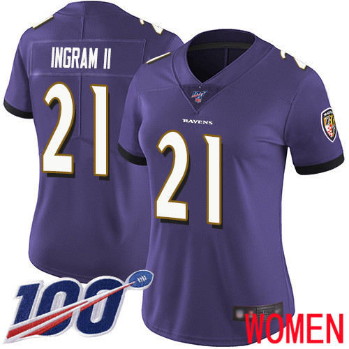 Baltimore Ravens Limited Purple Women Mark Ingram II Home Jersey NFL Football #21 100th Season Vapor Untouchable->women nfl jersey->Women Jersey